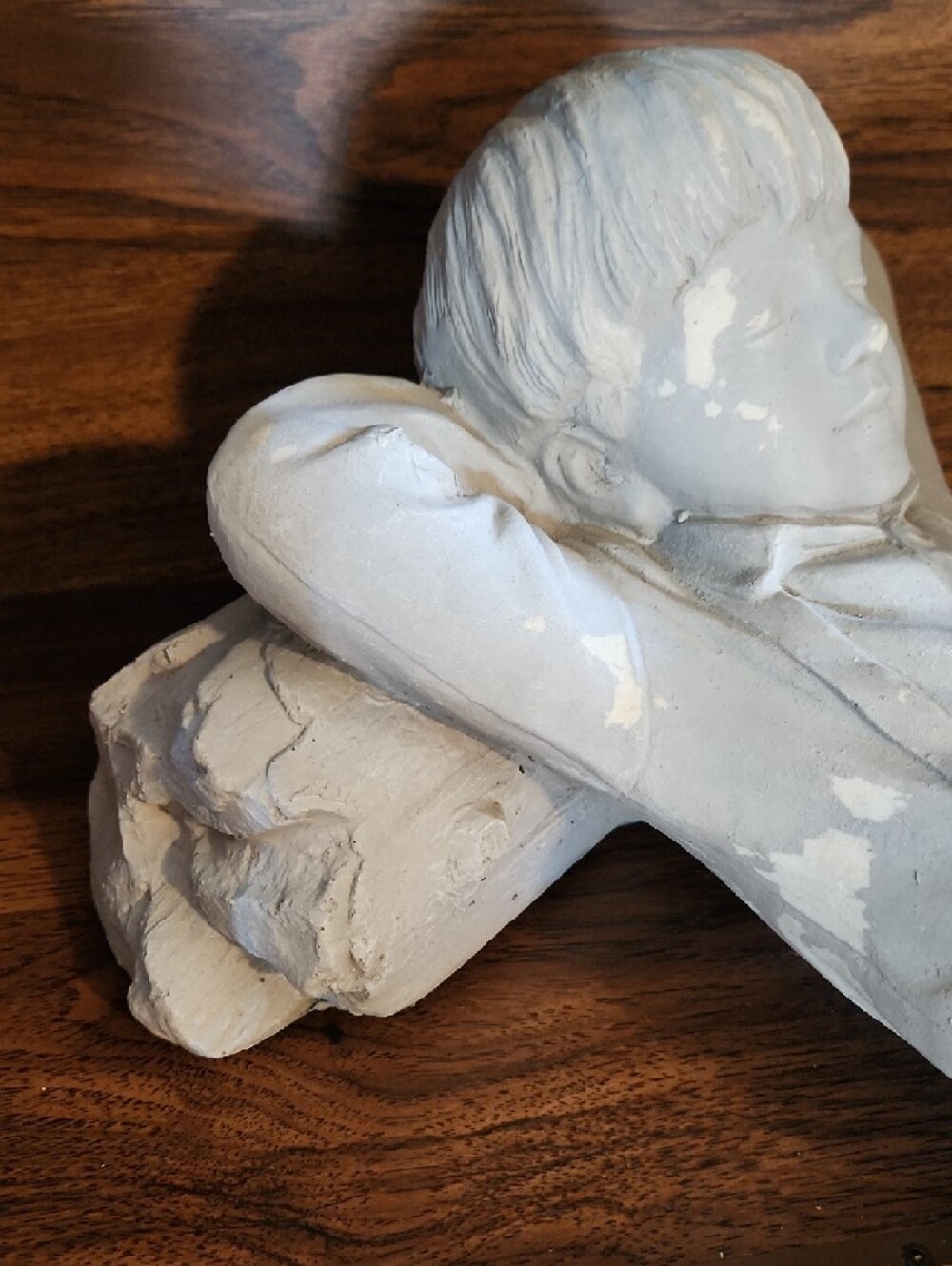 Gray Distressed Reclining Boy Garden Figurine - Picture 3 of 10